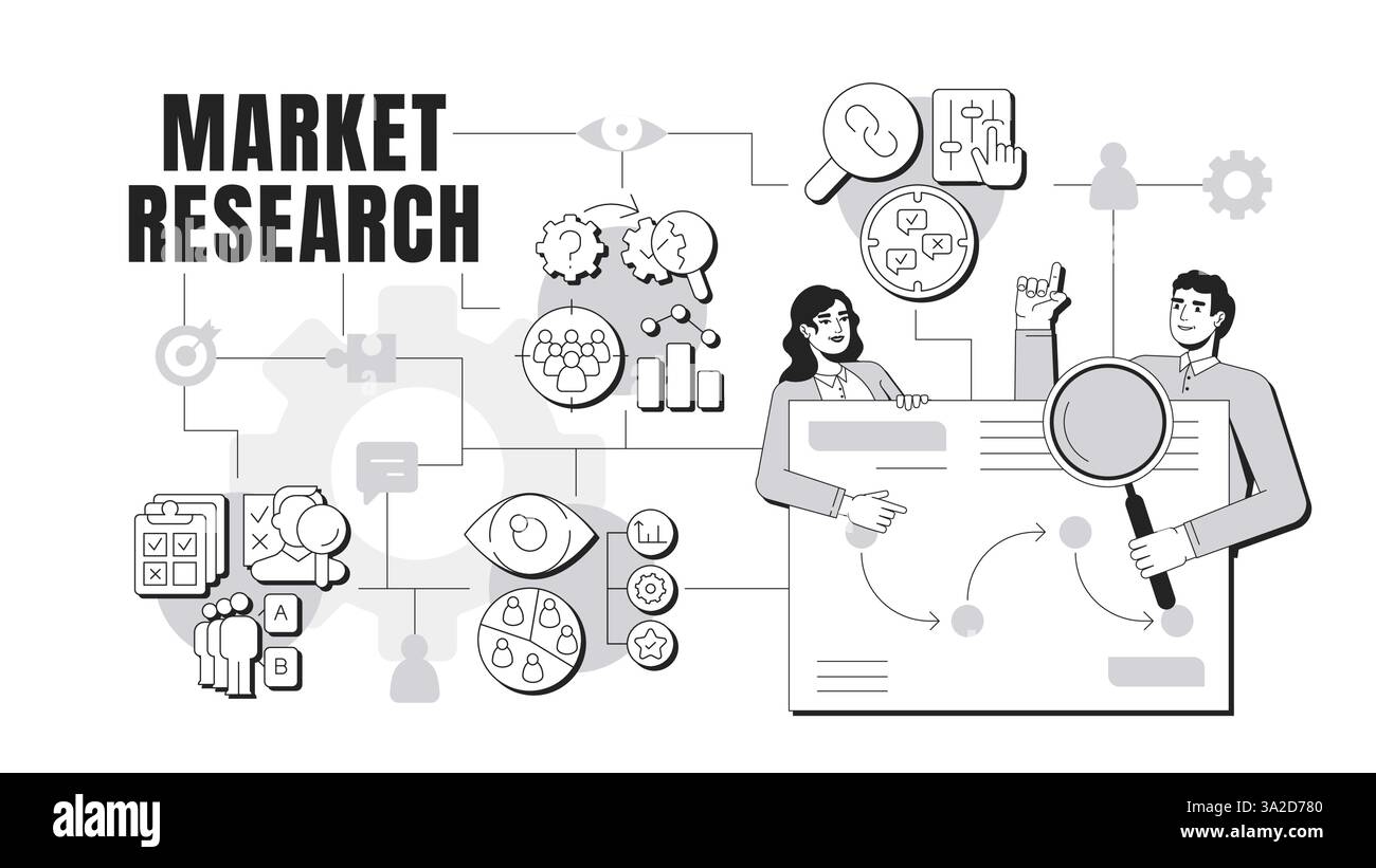 Market research banner conceptual illustration Stock
