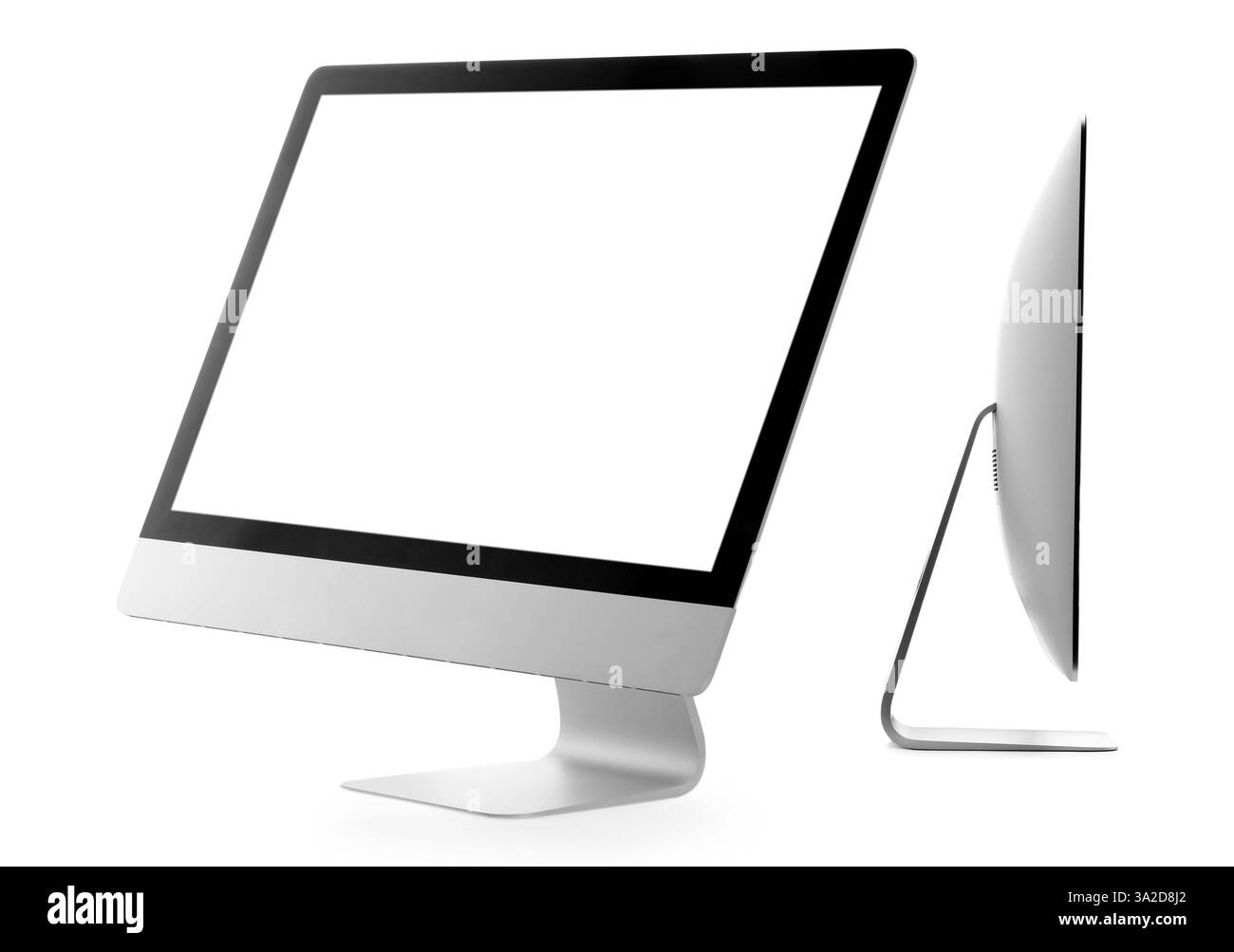 Modern computer monitor isolated on white, collage Stock Photo - Alamy