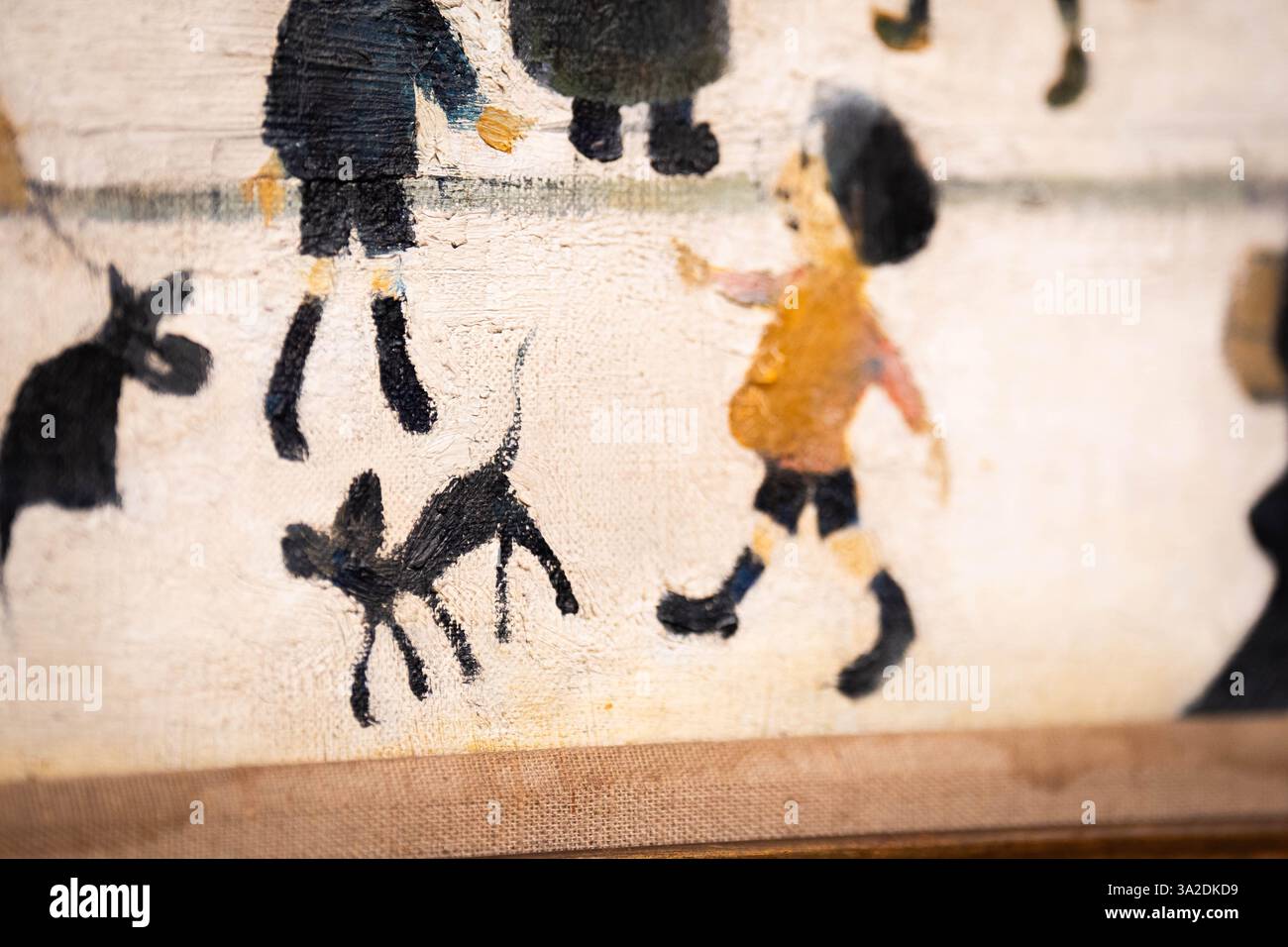 A dog depicted with five legs on laurence stephen lowry's 'old