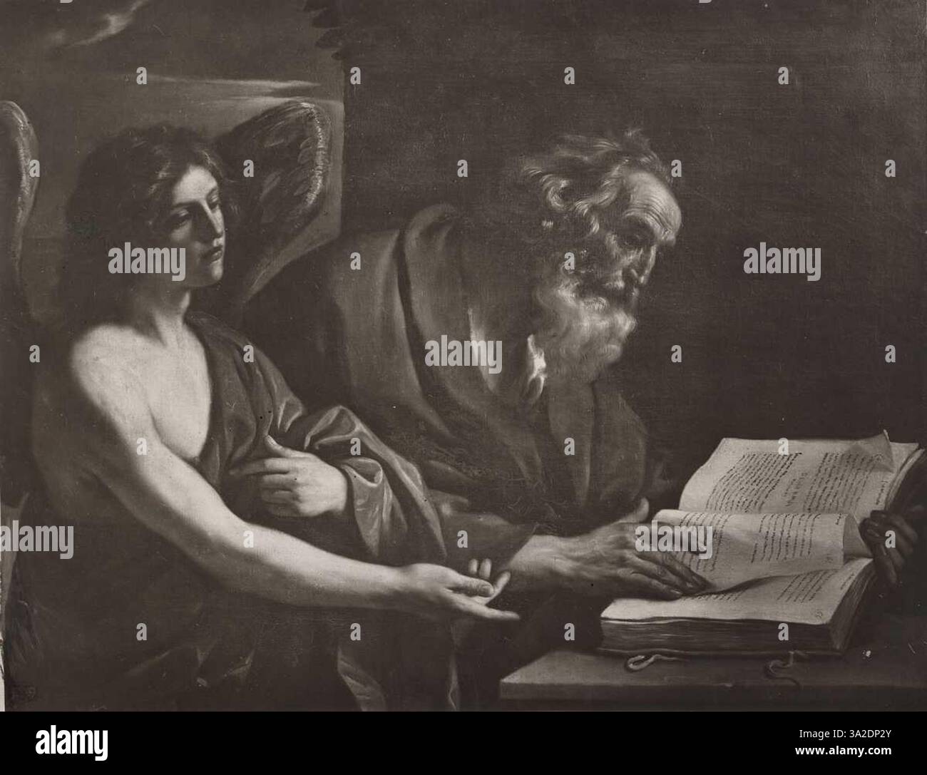 This artwork depicts Saint Matthew, the Evangelist, in the presence of ...