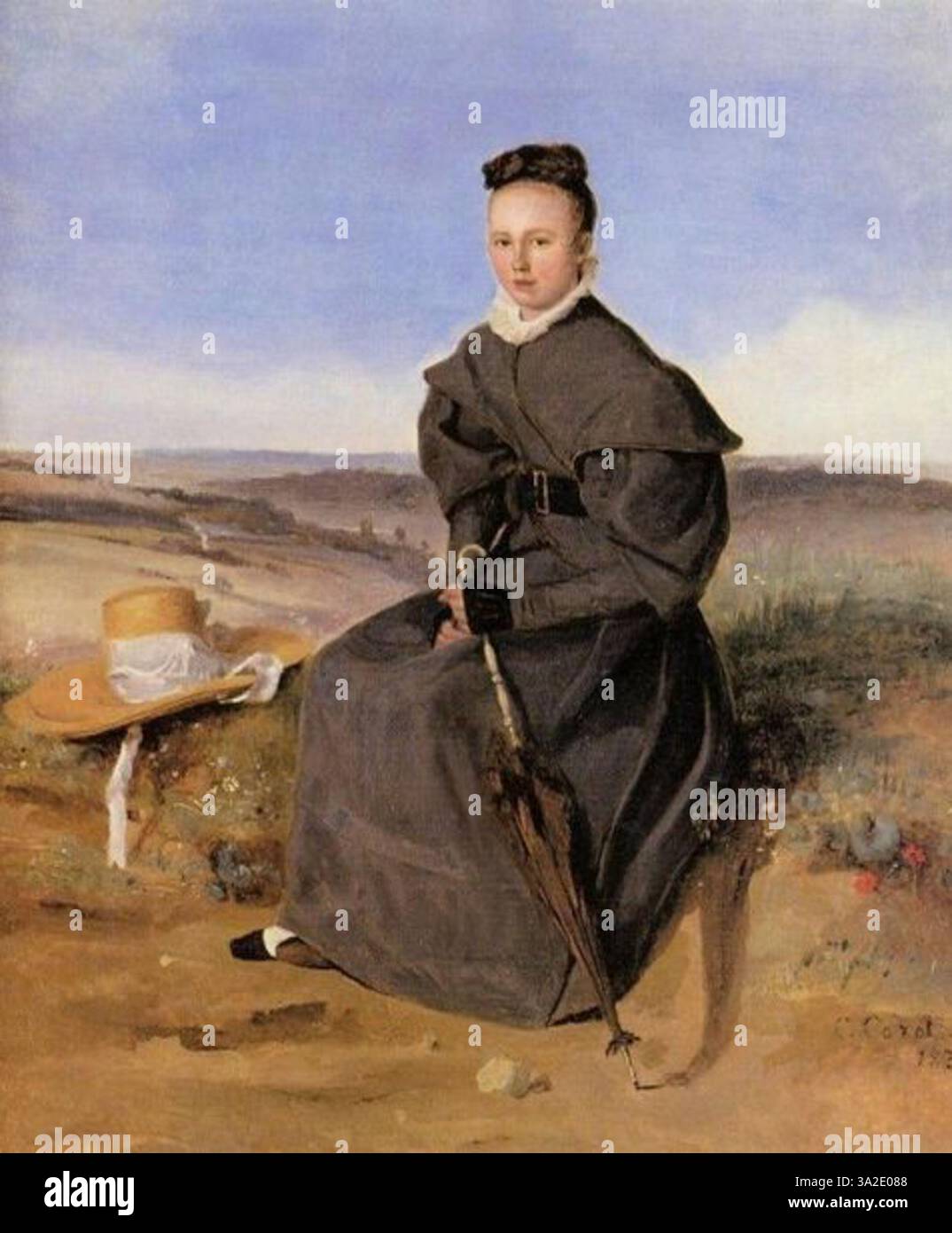JEAN-BAPTISTE-CAMILLE COROT、海外版、超希少レゾネ File:Jean-Baptiste Camille Corot - Une jeune fille pensive