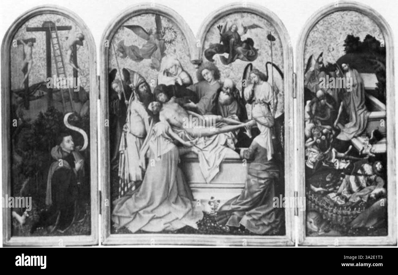 Religious Expression This artwork features a religious moment, focusing on the figures ...