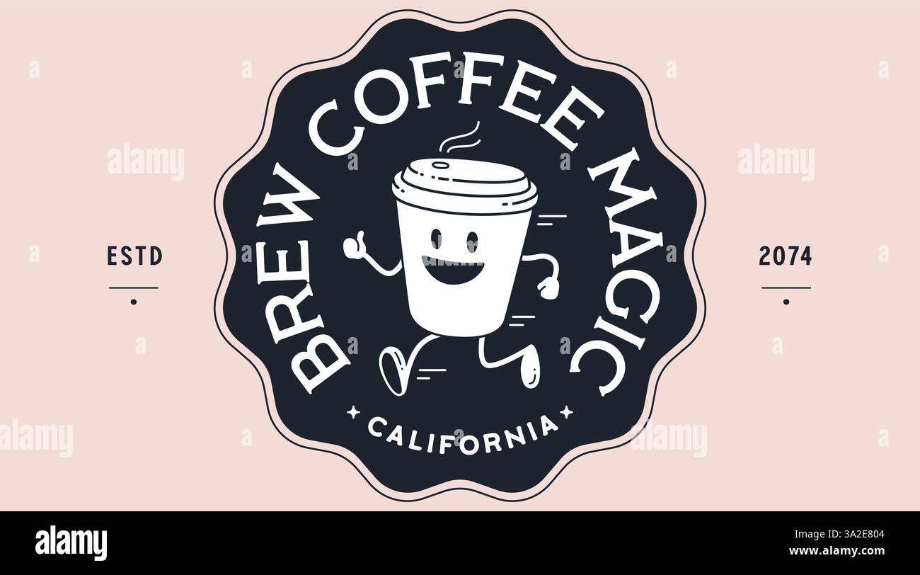 Coffee cup, funny character mascot Stock Vector