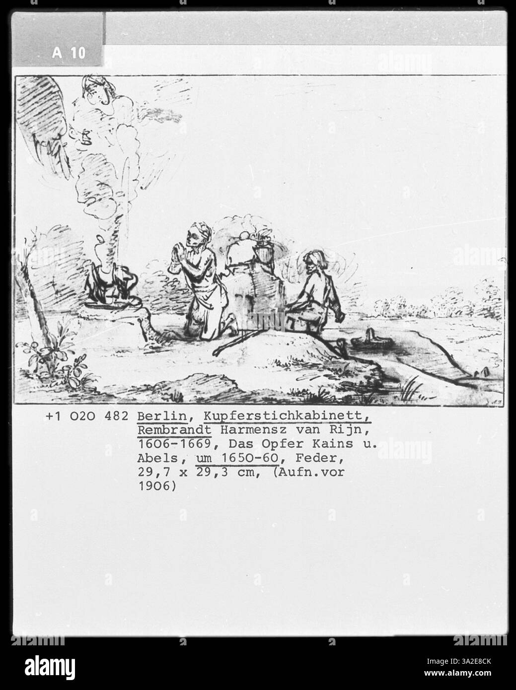 This work illustrates the biblical story of Cain and Abel s sacrifice