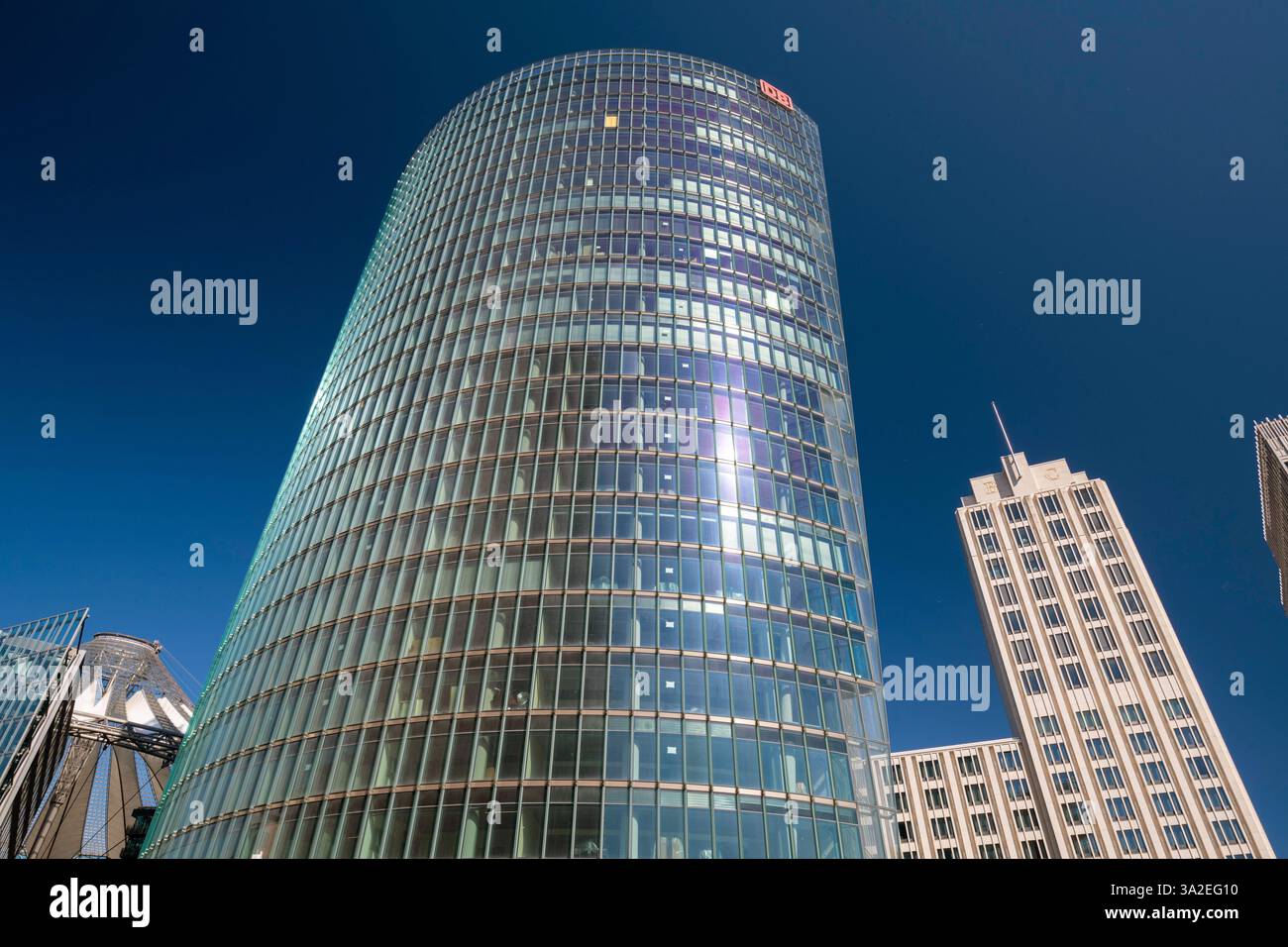 Potsdamer Platz with the high-rise buildings Bahntower, Sony Center ...