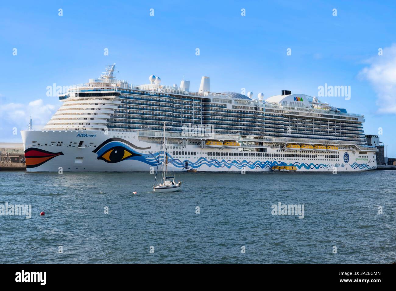Cruise ship Aida nova in the harbor, Portugal, Madeira, Funchal Stock ...