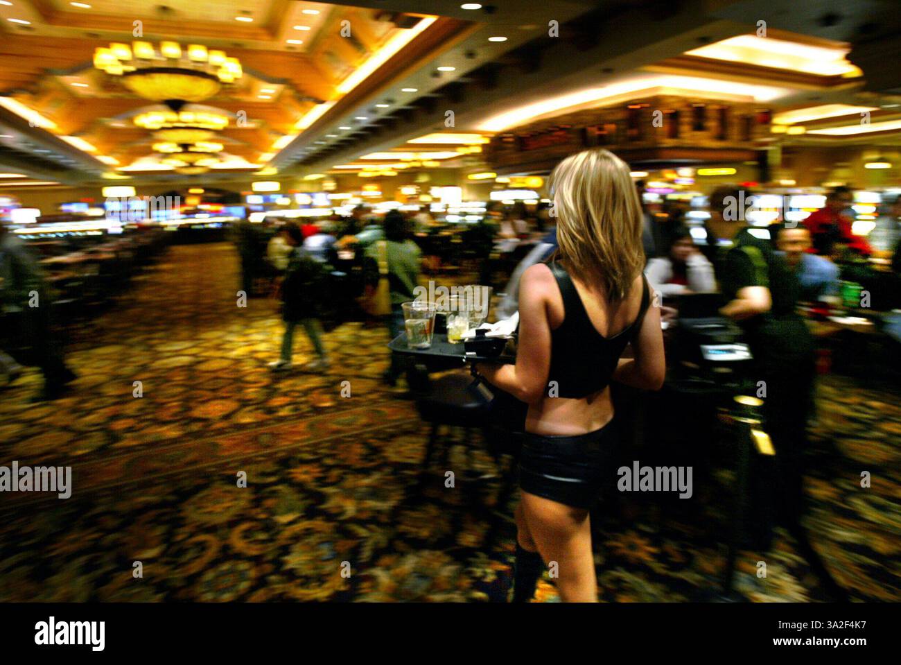 lede -- Emily Alexander a cocktail waitress makes the rounds on the casino floor. Picture taken Friday, November 21, 2003 at the Thunder Valley Casino. (Credit: © Sacramento Bee/ZUMAPRESS.com) Stock Photo