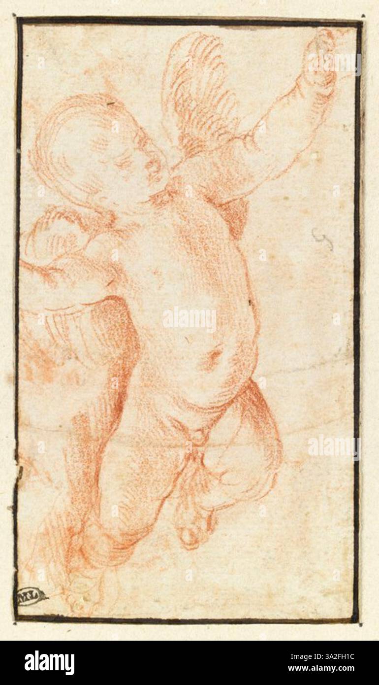 This work by Guido Reni depicts an angel in flight, a typical subject