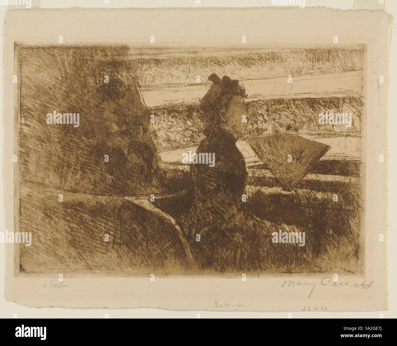 'Lady in Black, in a Loge, Facing Right' captures a woman in a theater ...