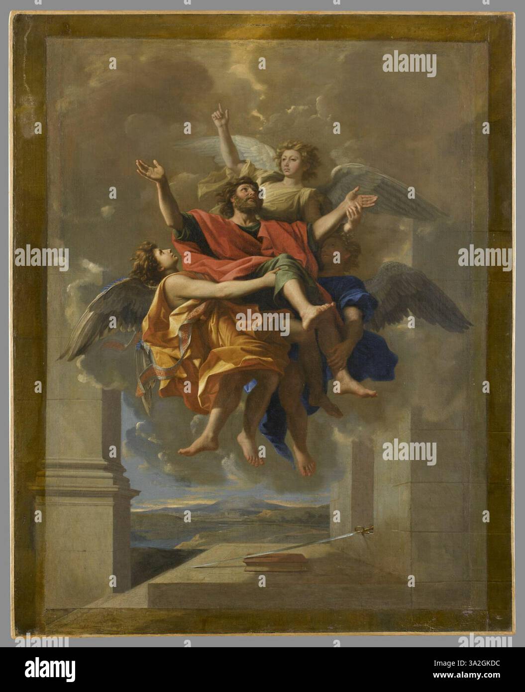 This artwork depicts the dramatic scene of Saint Paul’s ecstasy, capturing his spiritual rapture and divine revelation. Poussin’s composition balances emotional intensity with serene classical elements. Stock Photo
