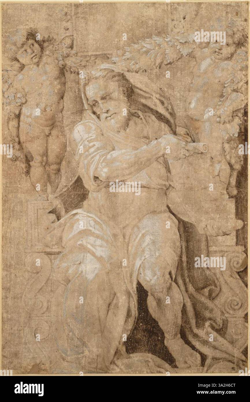 A study for Raphael's depiction of the Prophet Isaiah, showing the ...