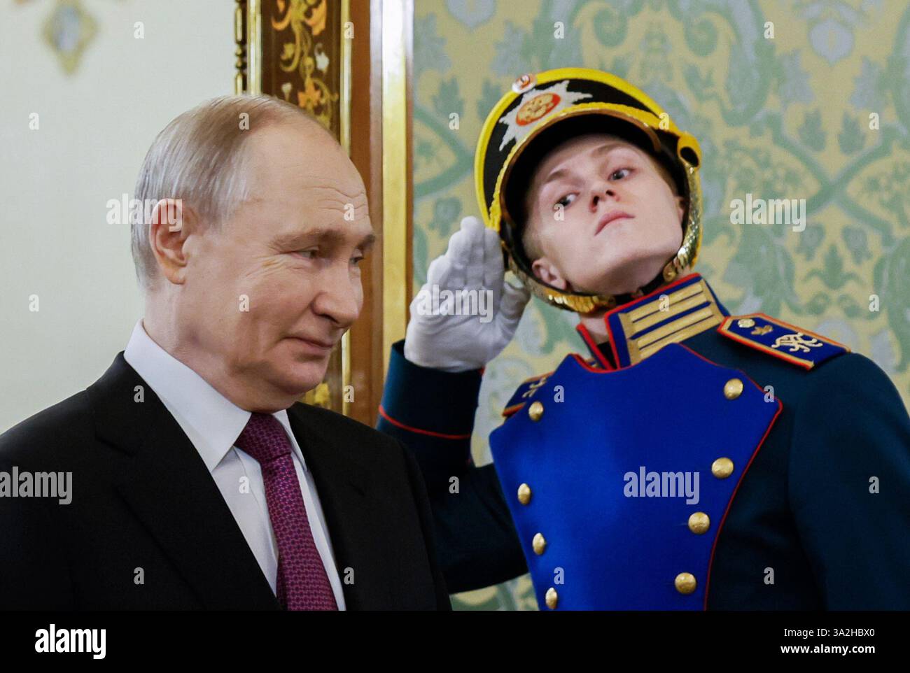 Putin Gaurd Russian President Vladimir Putin walks past an honor guard prior to a ...