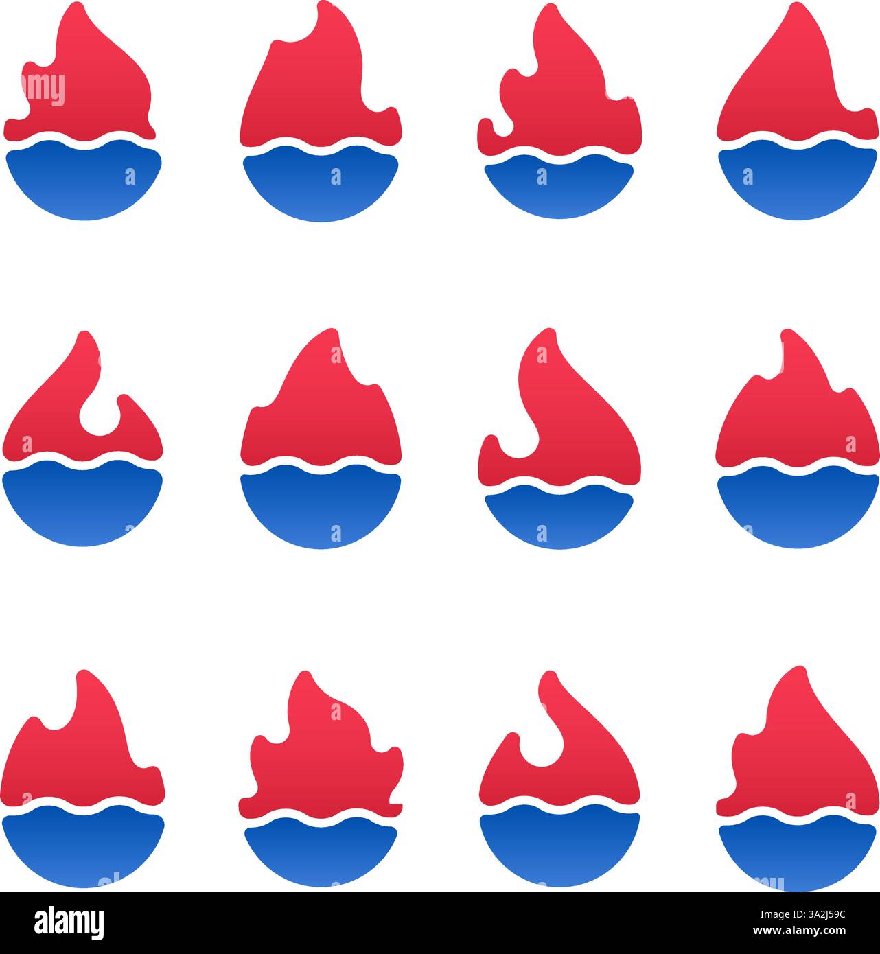 Hot fire flame set icons, symbols liquid water Stock Vector Image & Art ...