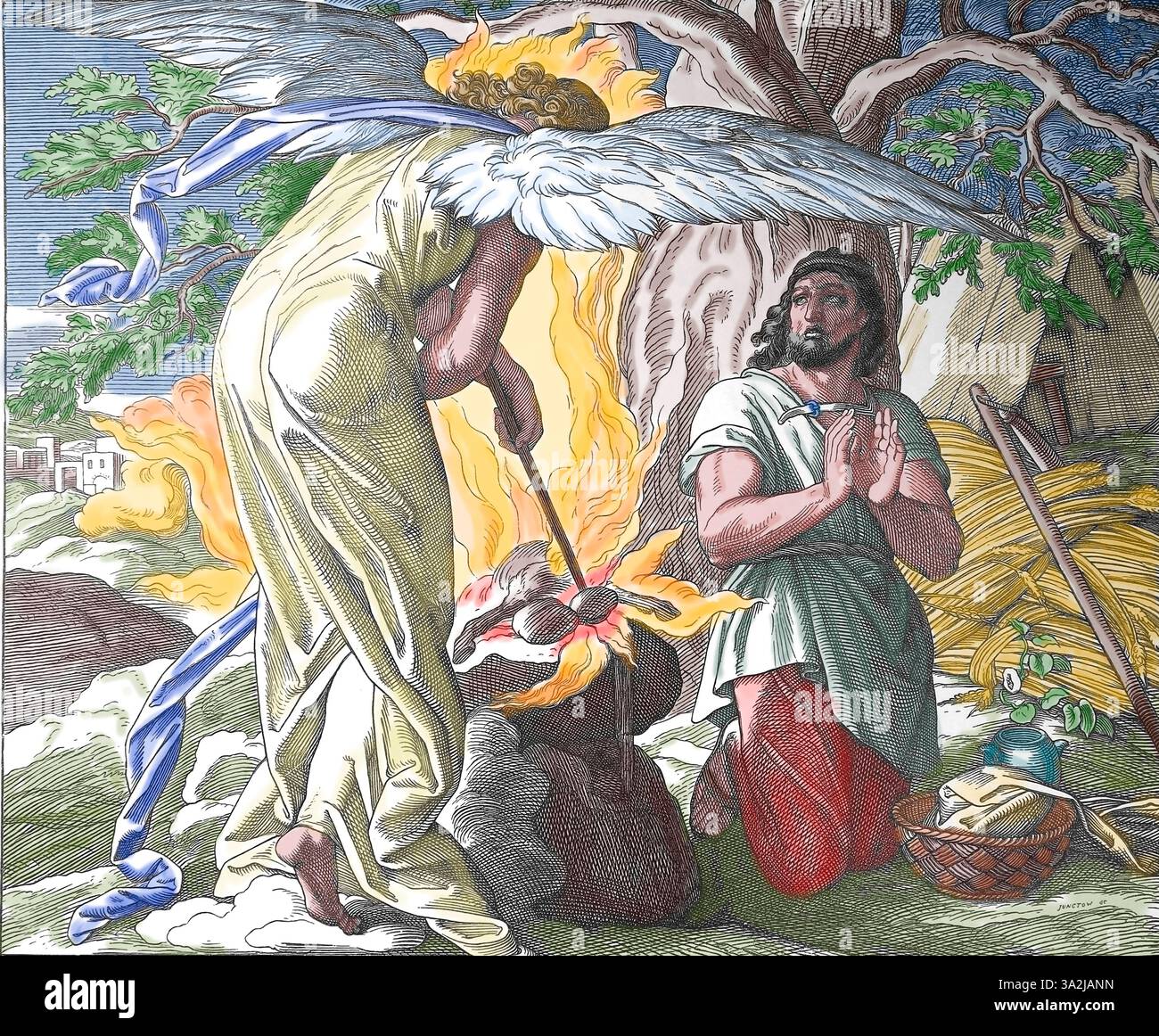 Bible. The call of Gideon. Book of Judges. Illustration by J. Schnorr ...