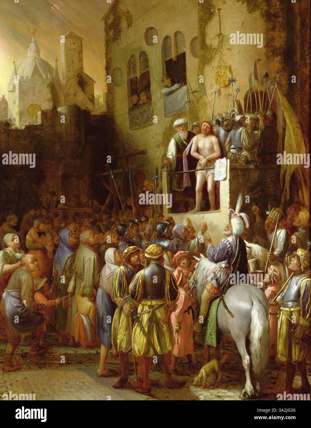 Joos van Craesbeeck’s *Ecce Homo* depicts Christ crowned with thorns, a ...