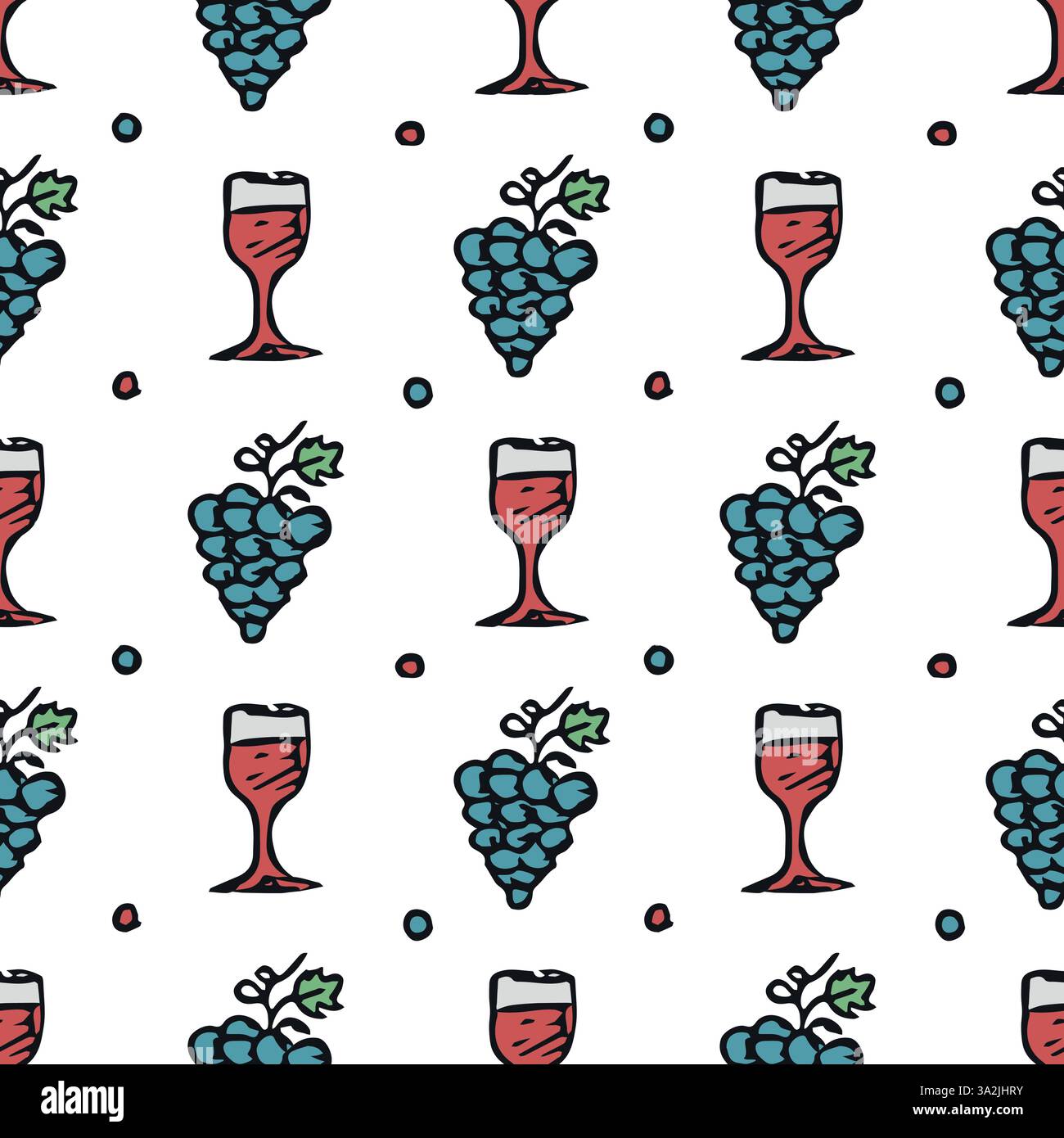 seamless wine pattern. vector doodle illustration with wine and grape. pattern with wine Stock Vector