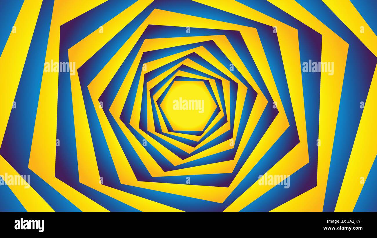 Geometric blue & yellow hexagon background Stock Vector