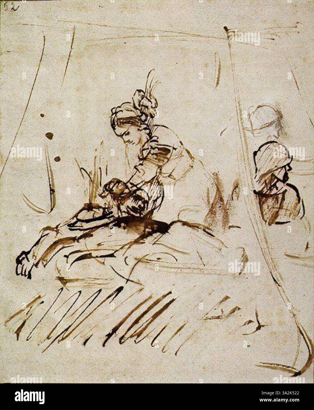 Judith Scene This dramatic scene by Rembrandt, created in 1652, depicts Judith ...