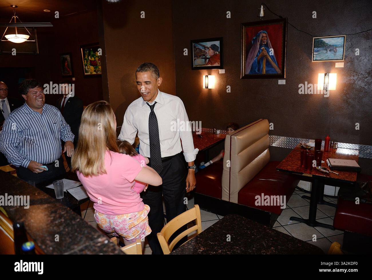 June 10, 2014 - Alexandria, Virginia, U.S - United States President Barack Obama and Secretary of Education Arne Duncan (not pictured) have lunch at FireFlies Restaurant in the Del Ray neighborhood of Alexandria, June 10, 2014 in Virginia. (Credit Image: © Prensa Internacional/ZUMAPRESS.com) Stock Photo