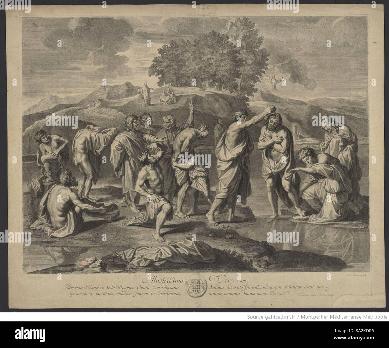 Louis de Chatillon’s engraving depicts the Baptism of Jesus by John the ...