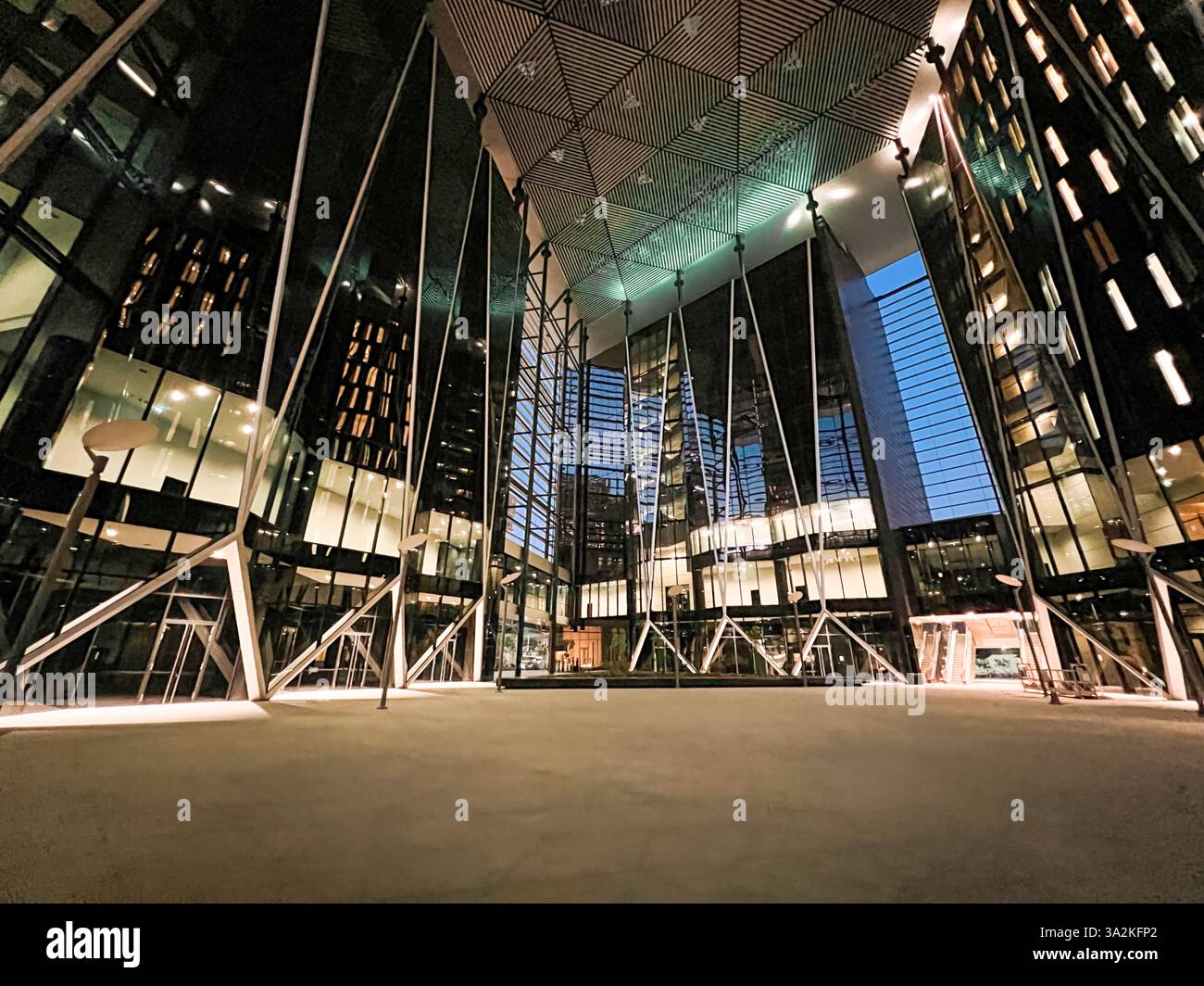 Modern Architectural Brilliance at KAFD. Night. Stock Photo
