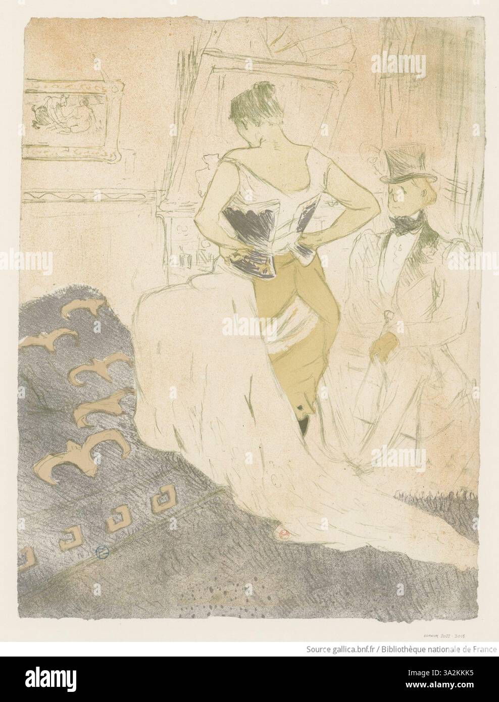 Tableau Henri De Toulouse-Lautrec – "Femme Devant Un Miroir" – Toile Sur Châssis, Prêt à Accrocher