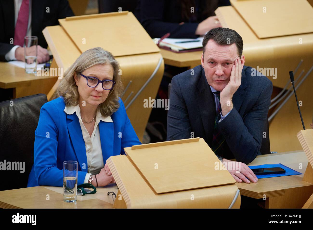 Edinburgh Scotland, UK 12 March 2025. Russell Findlay MSP and Rachael