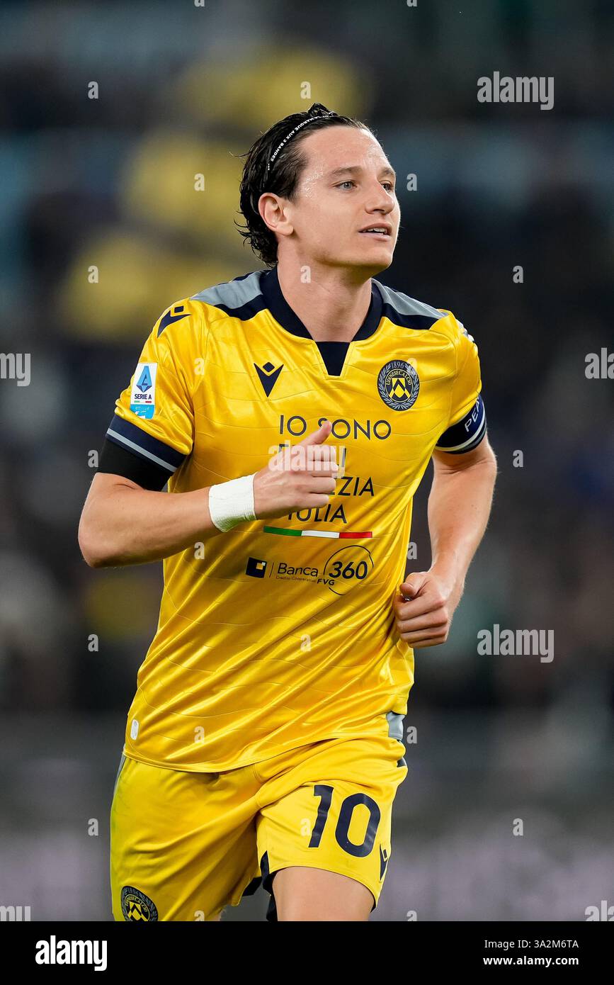 Thauvin Rome, Italy. 10th Mar, 2025. Florian Thauvin of Udinese Calcio looks on ...
