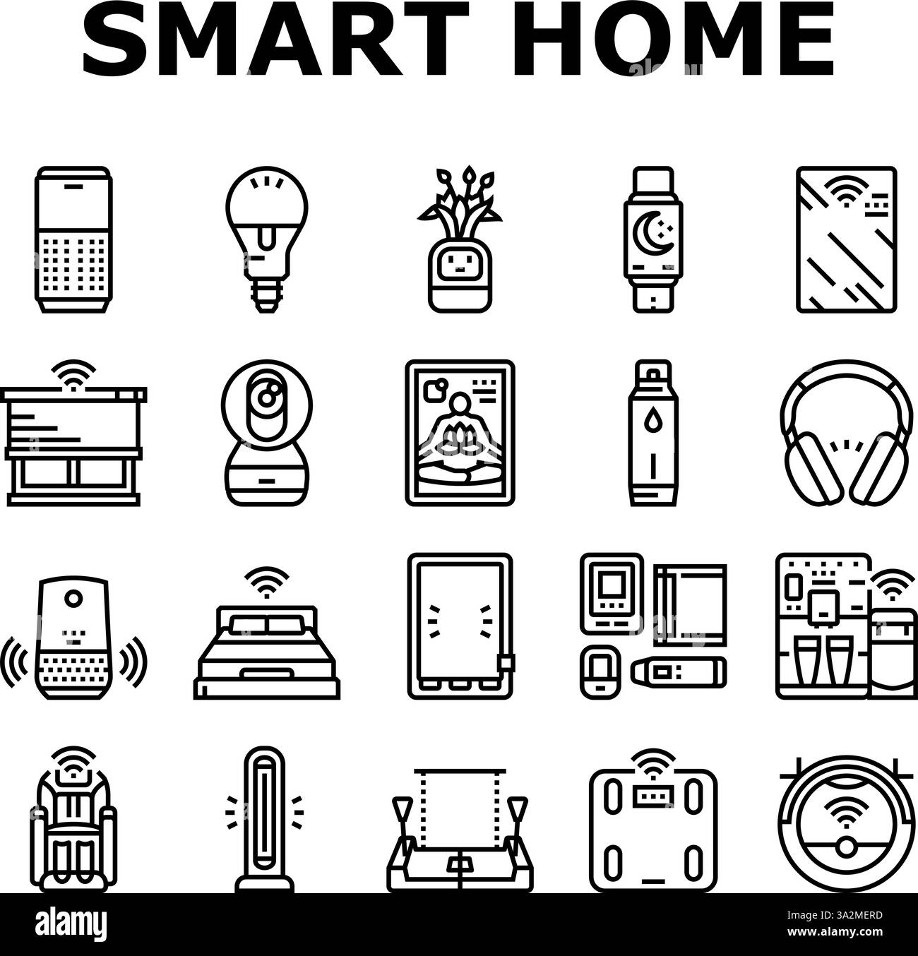 smart home wellness automation icons set vector Stock Vector Image ...