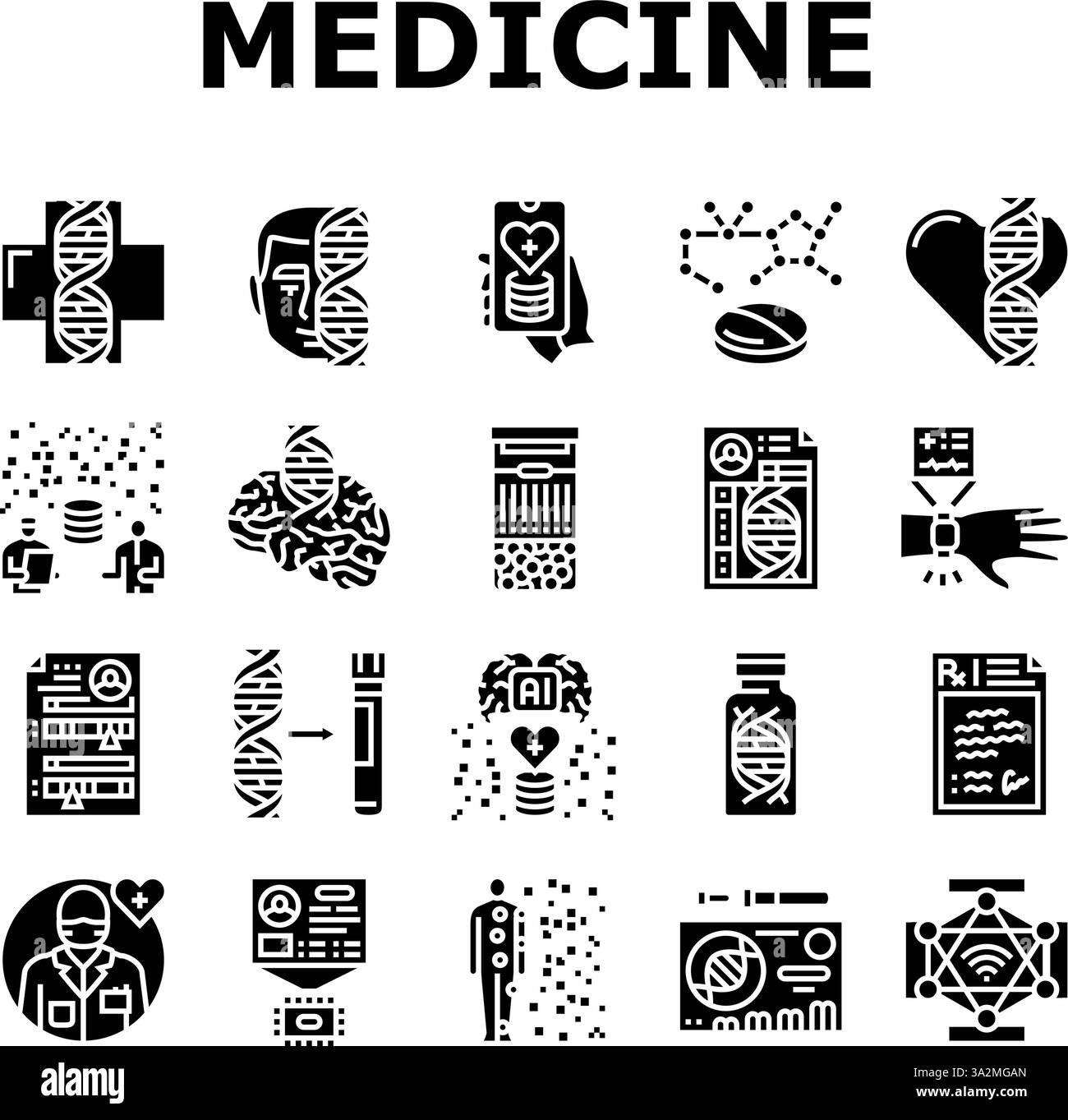 personalized medicine genomics icons set vector Stock Vector Image ...