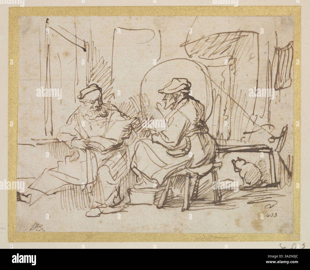This biblical scene depicts Tobit reading the Bible to his wife Anna ...