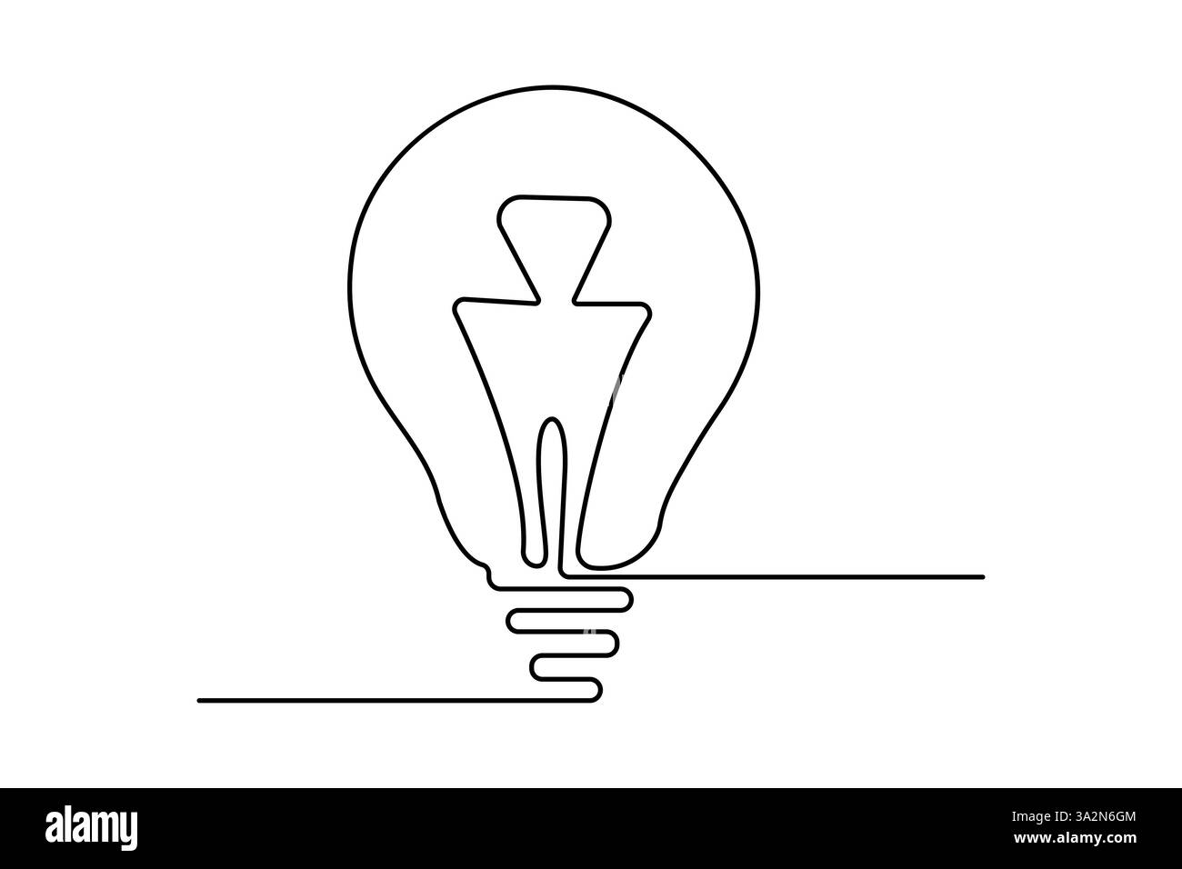 Light bulb continuous one line drawing of isolated outline vector ...