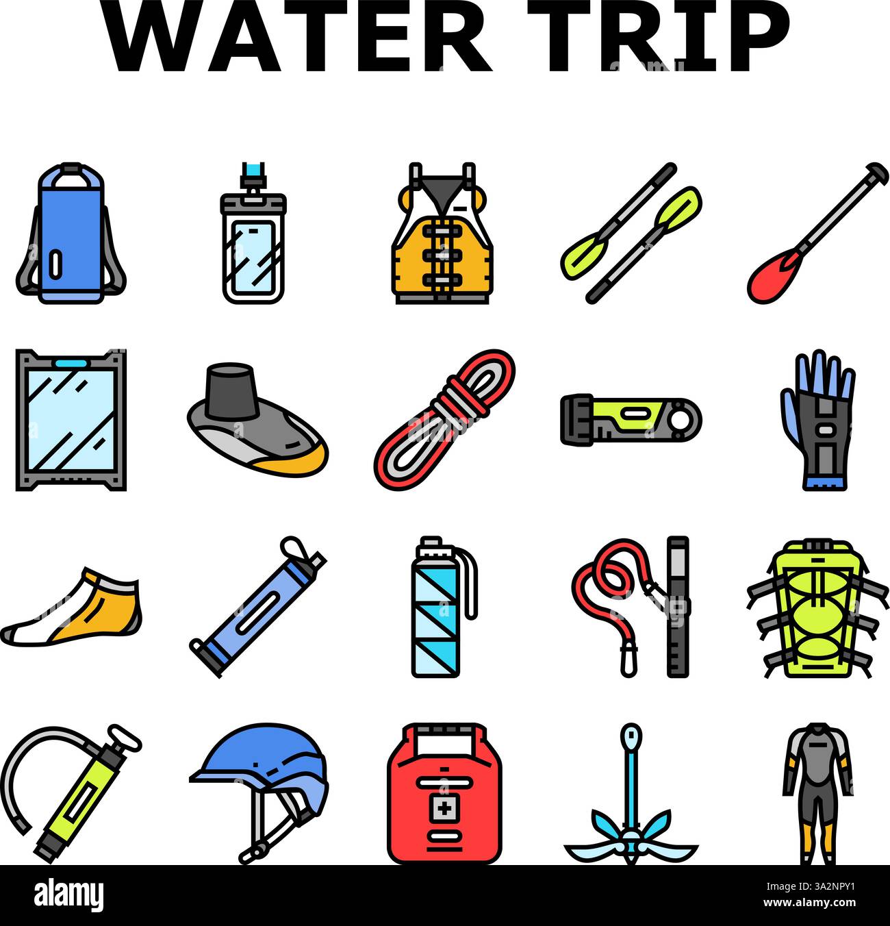 water trip tourism beach icons set vector Stock Vector Image & Art - Alamy