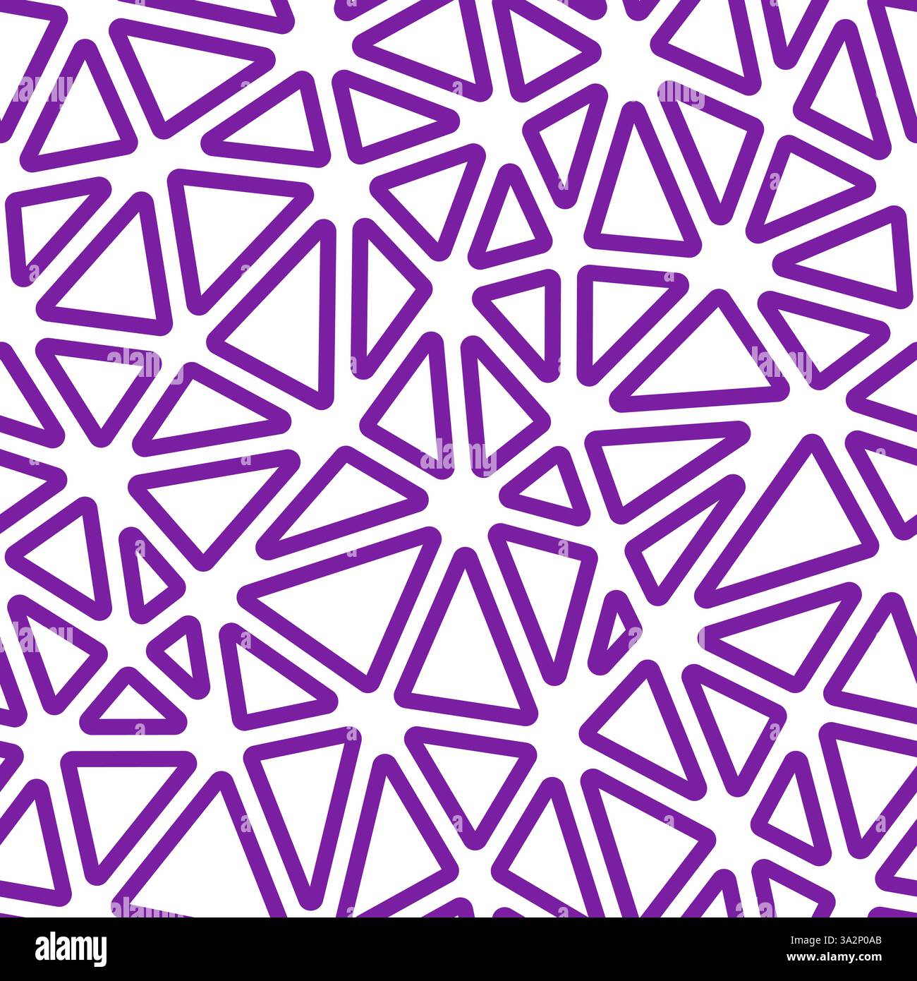 Triangles pattern geometric design. Medium triangles size. Solid Color style. Rounded triangles outlined. Repeatable pattern. Vivid Contrast. Stock Vector