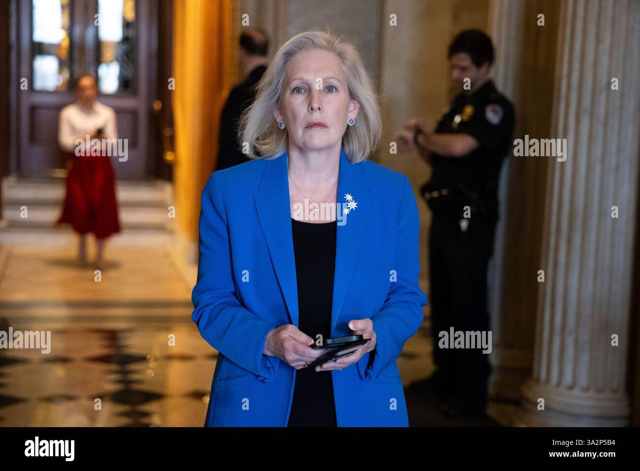 Sen. Kirsten Gillibrand (D-N.Y.) departs a vote at the U.S. Capitol