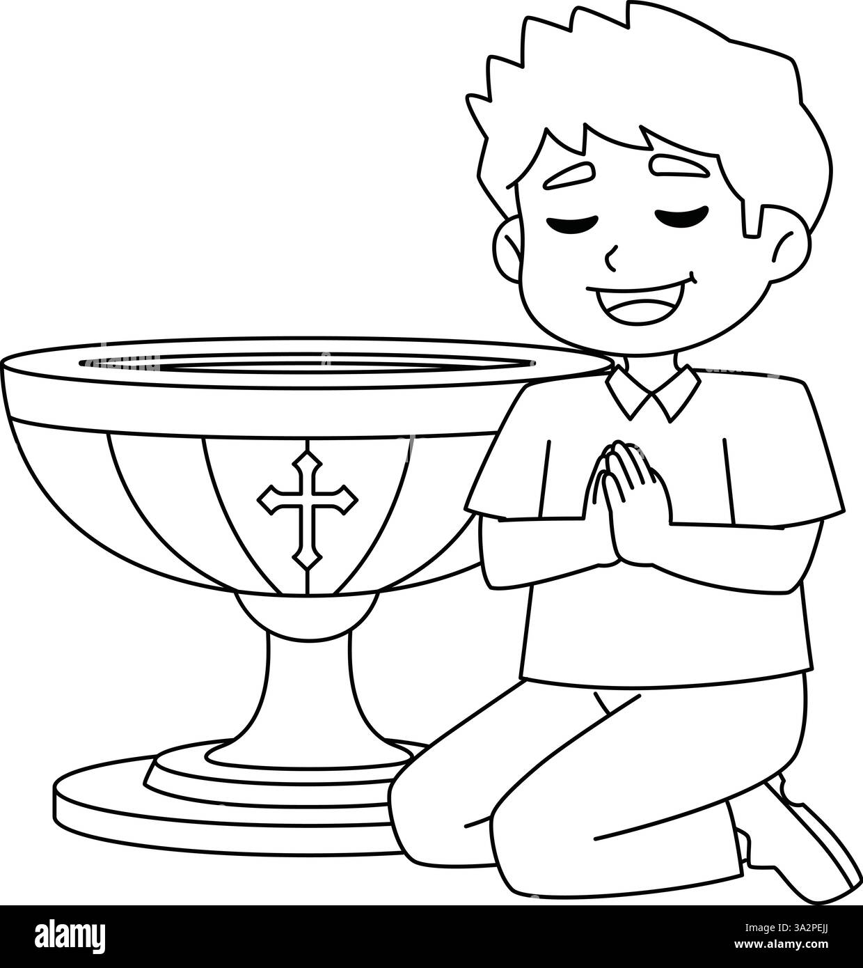 Baptism Boy Praying Isolated Coloring Page Stock Vector Image & Art - Alamy