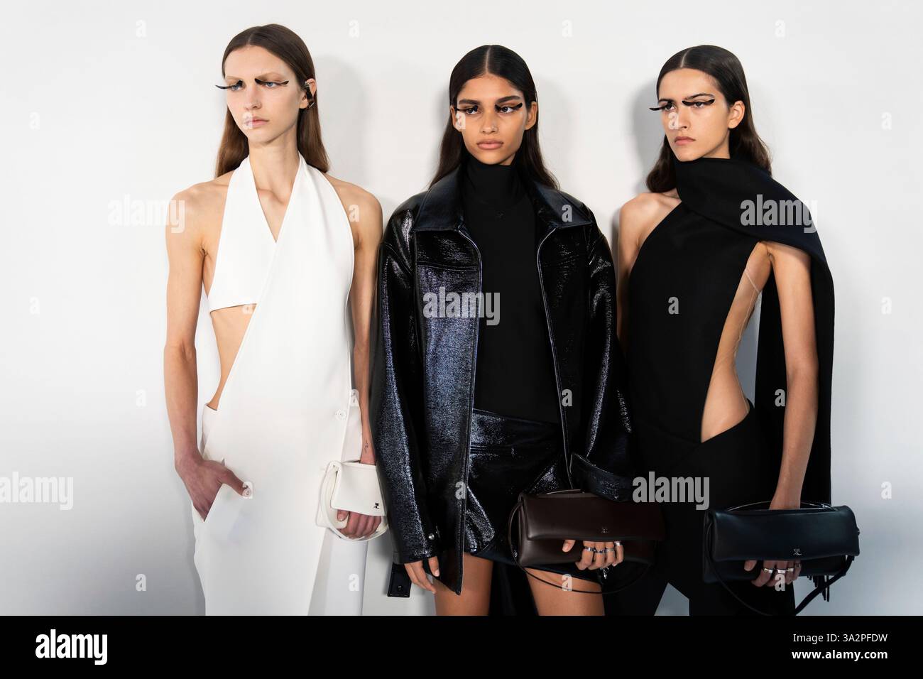 Models wear creations backstage as part of Courreges Fall/Winter 2025 ...