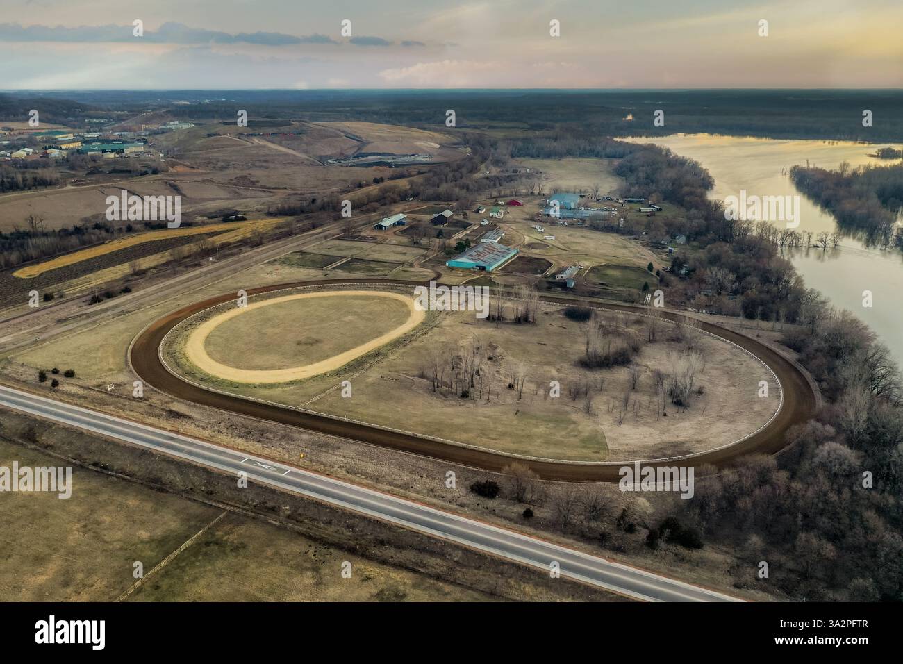 Dirt Horse Racing Track in Sundown Light - drone Stock Photo - Alamy
