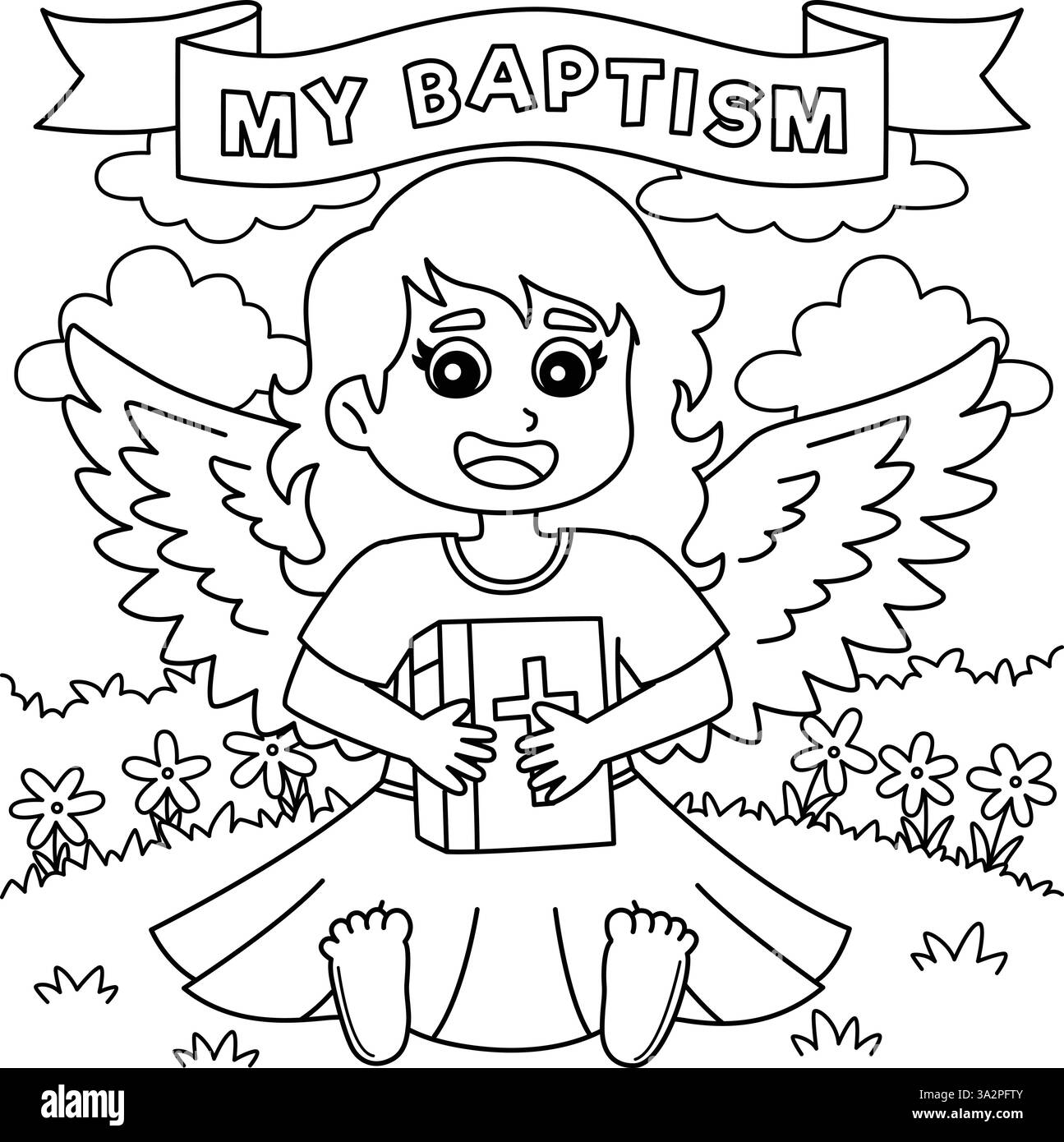 My Baptism Angel Girl Coloring Page for Kids Stock Vector Image & Art ...