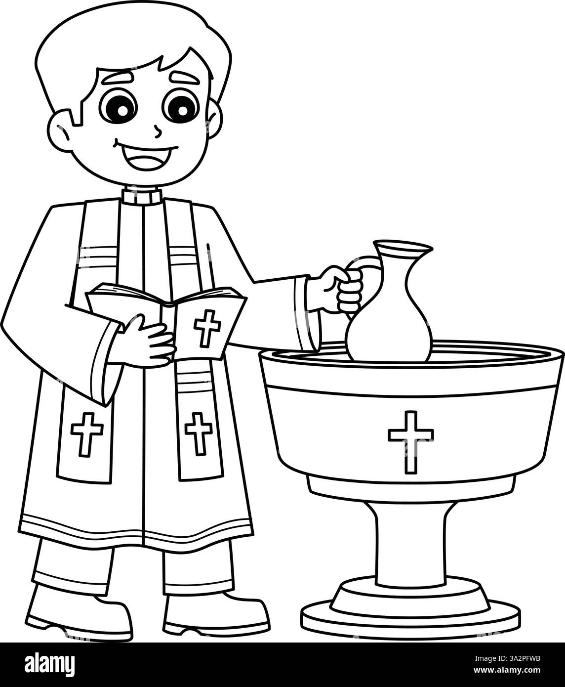 Baptism with Priest Isolated Coloring Page Stock Vector Image & Art - Alamy