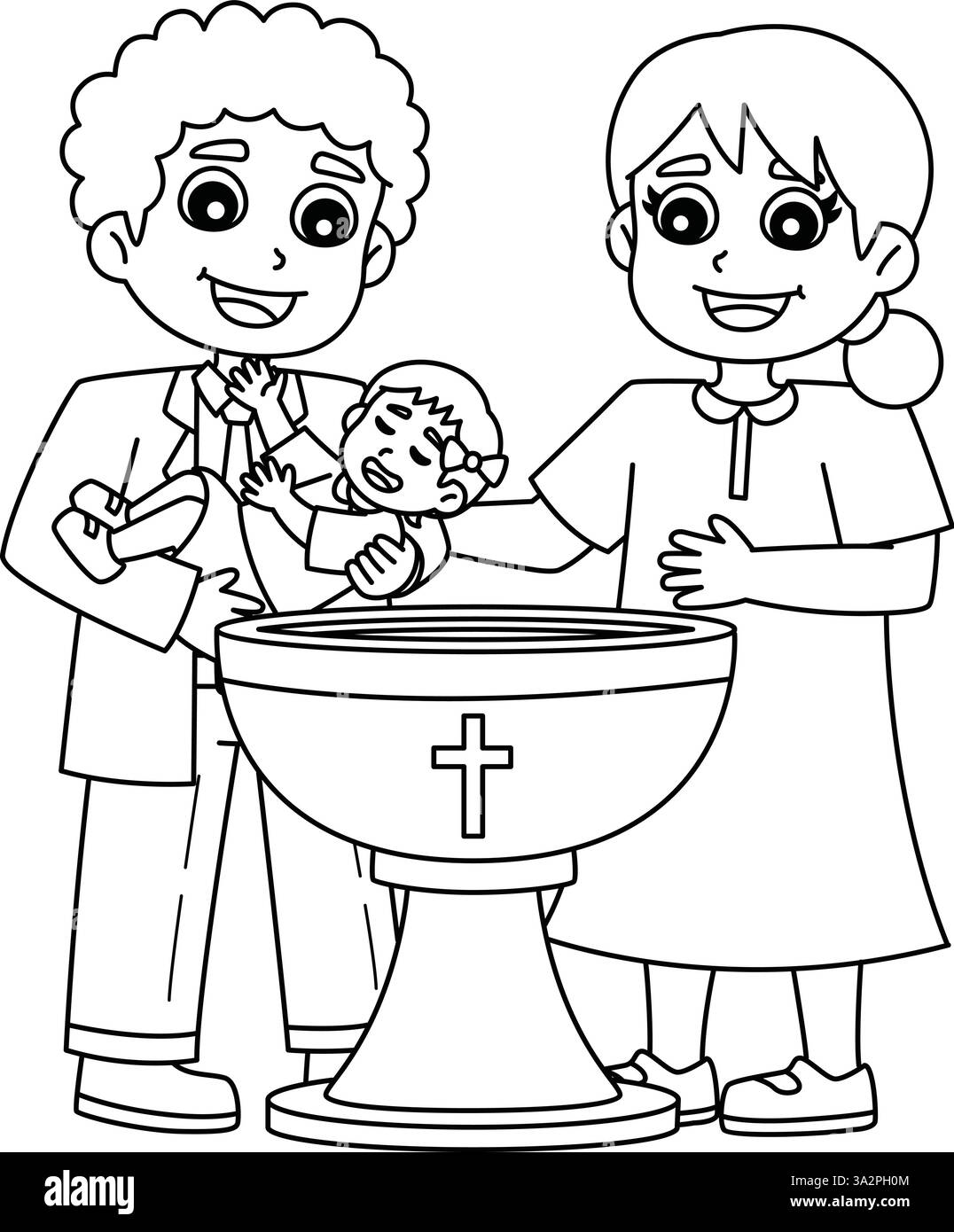 Baptism Day with Parents Isolated Coloring Page Stock Vector Image ...