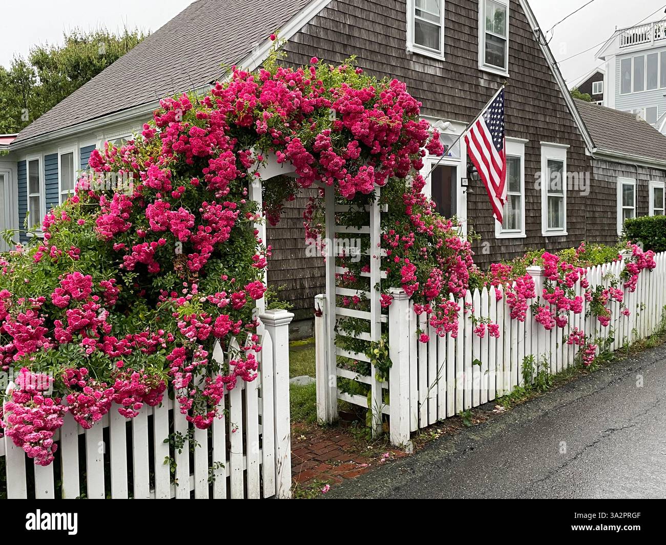 White picket fence house new england hi-res stock photography and ...