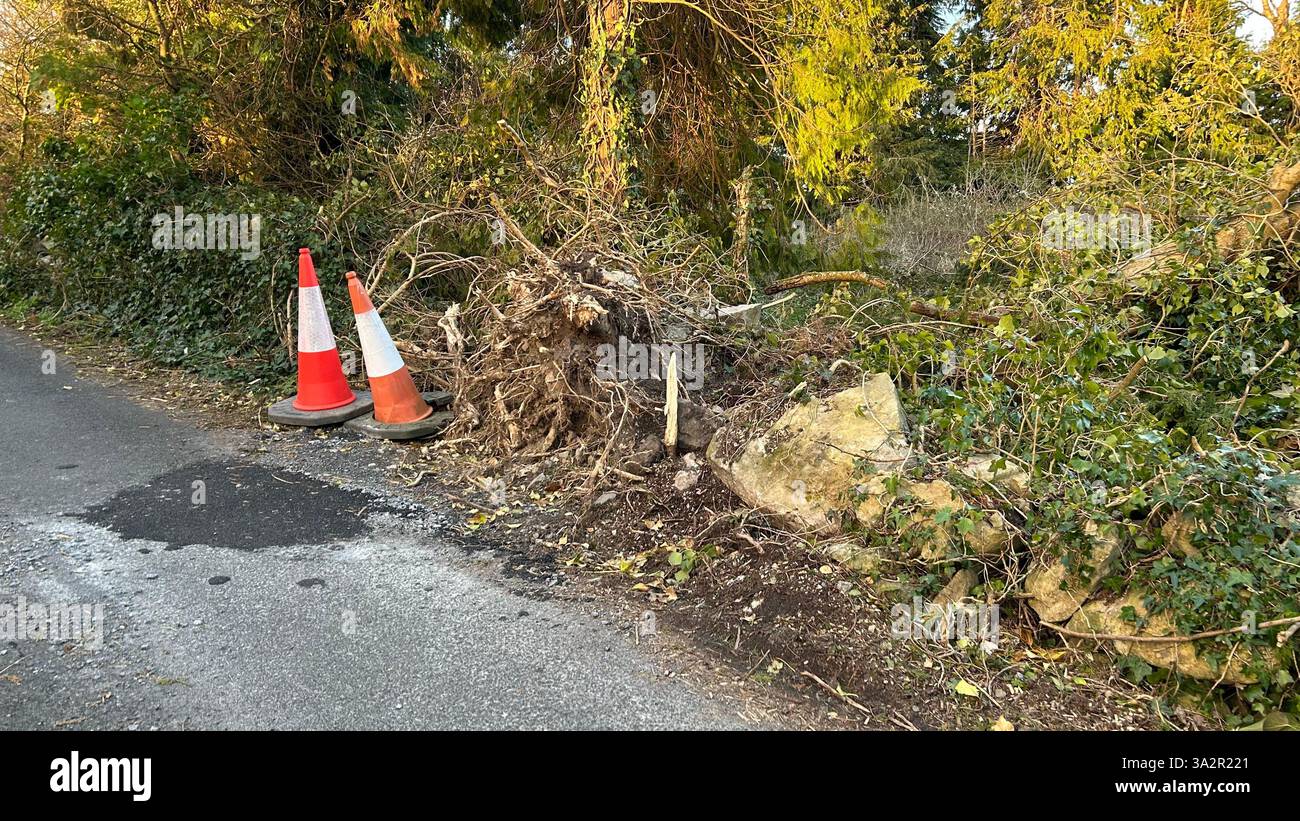 Pictured: Damage in Ballinrobe still not successful repaired, nearly 2 months after storm Éowyn has passed. Credit: Odin Glynn-Martin/Alamy Live News Stock Photo