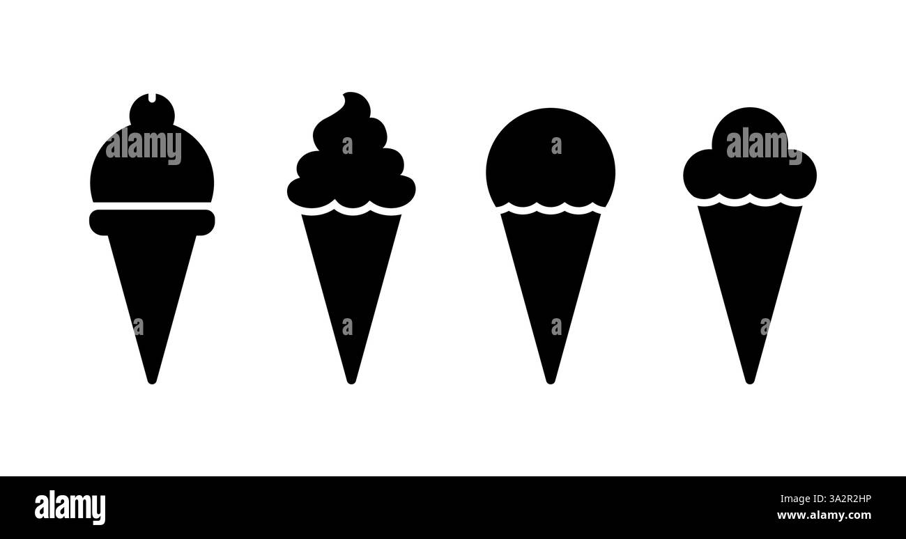 Ice cream set simple Black and White Stock Photos & Images - Alamy