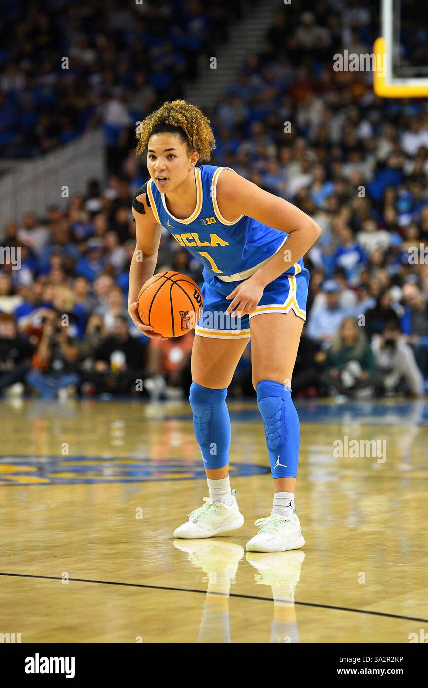 LOS ANGELES, CA - MARCH 01: UCLA Bruins guard Kiki Rice (1) looks to ...