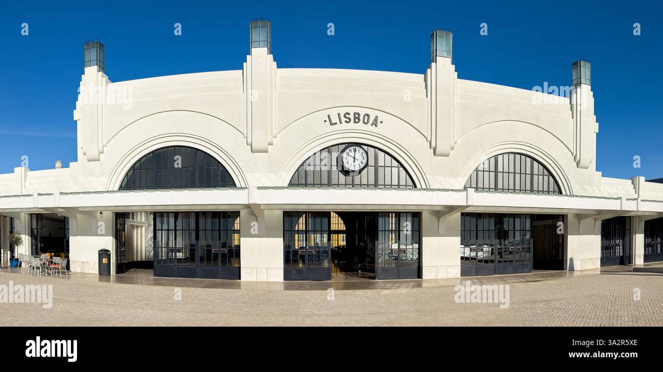 Lisbon, Portugal, Europe - 13 January 2025: Panoramic exterior view of the Terreiro do Paço ferry terminal in Lisbon. - Smartphone Captured Stock Image