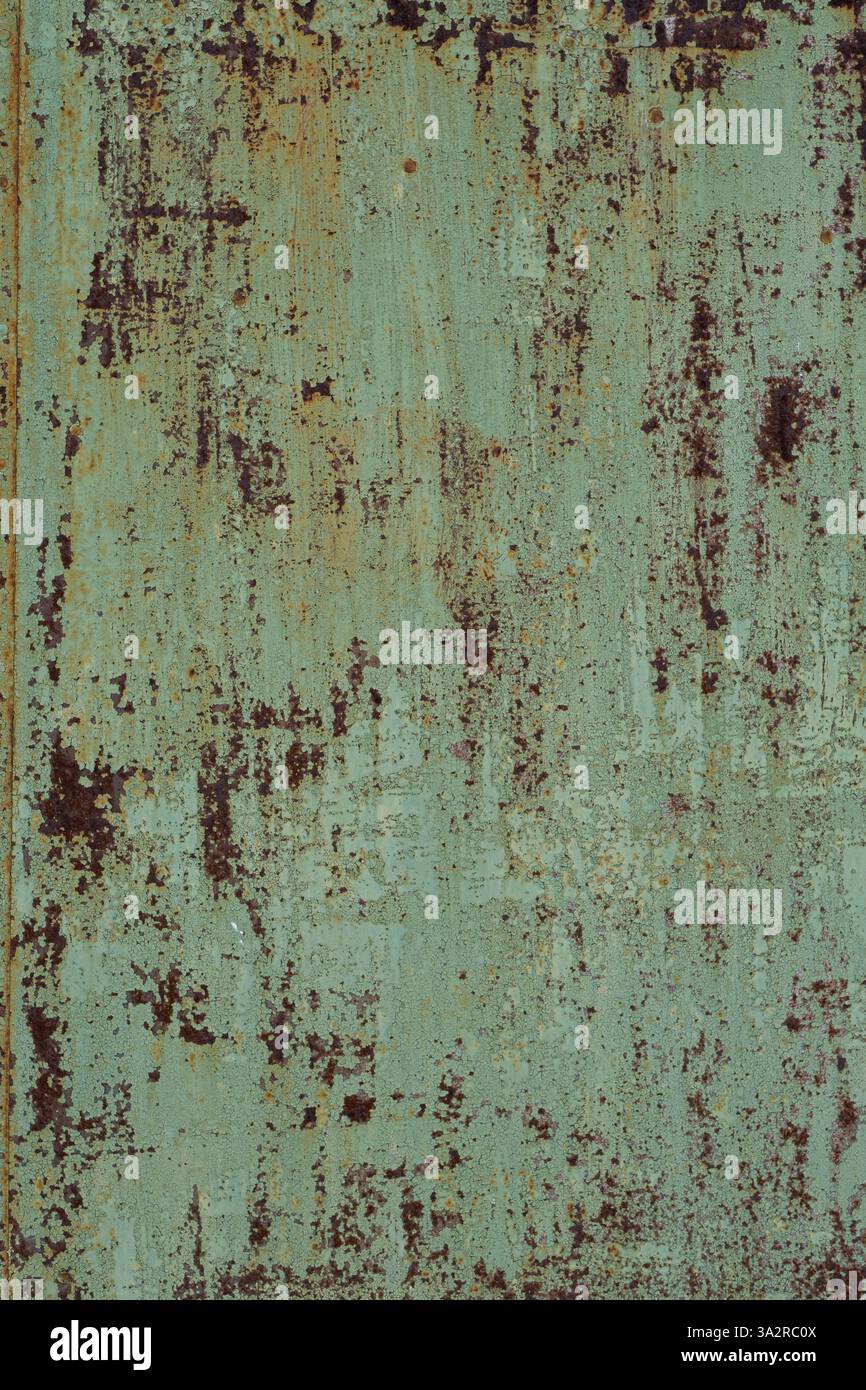 Background with rusty metal texture painted with green paint Stock Photo
