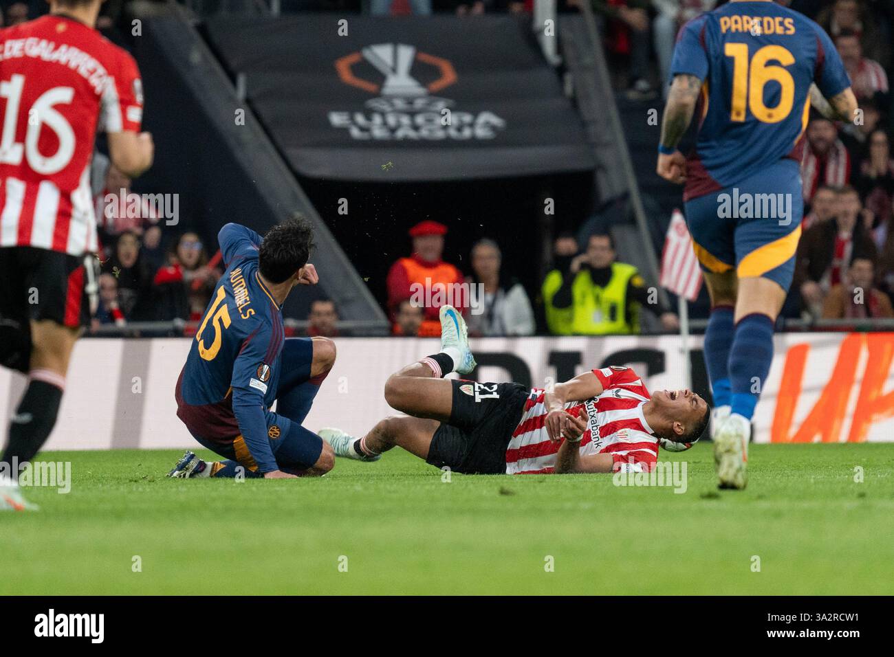 Bilbao, Spain, March 13th 2025 Mats Hummels (N15 AS Roma) tackle during ...