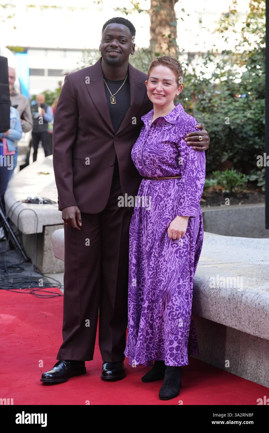 Actor Daniel Kaluuya and Ros Morgan attends the unveiling of a statue ...