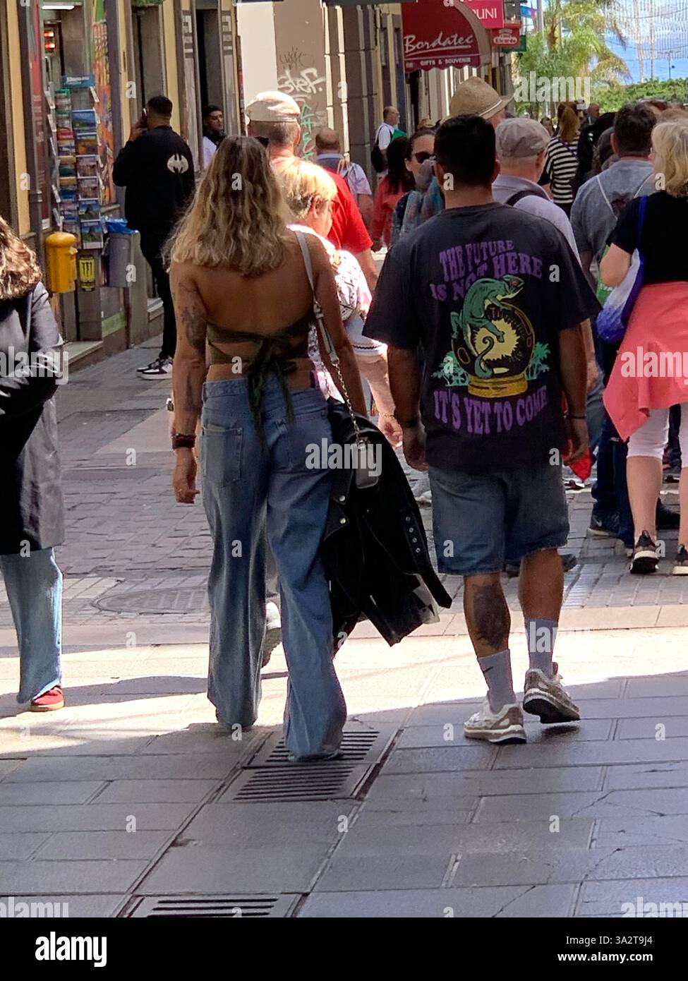 Tenerife Carnival Canary Islands Spain weather hot sunny people happy friendly drink drinking style type tourism tourists restaurant food eating out - Smartphone Captured Stock Image